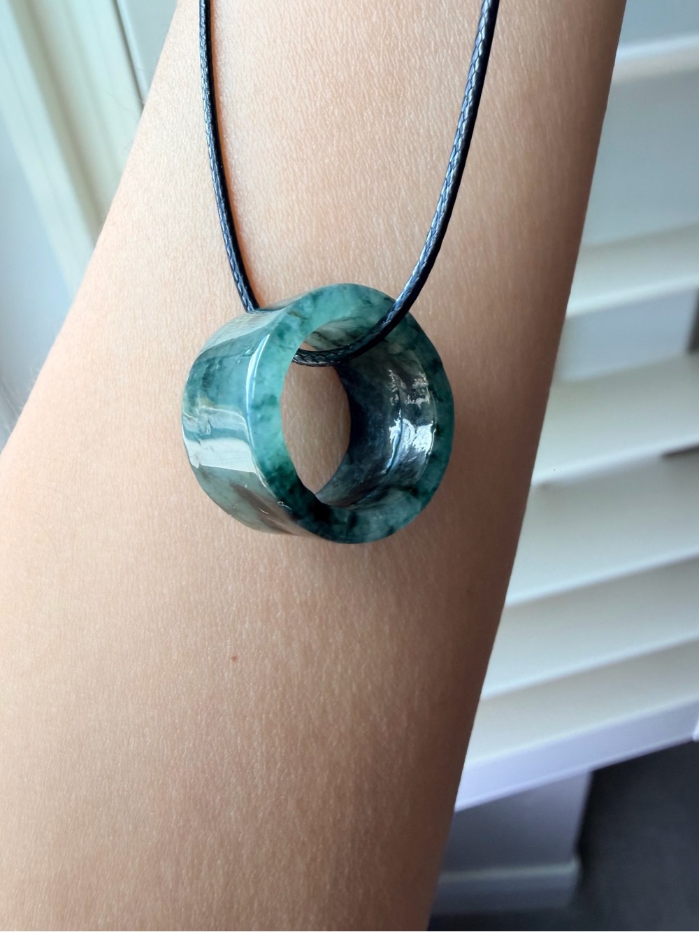 Natural Grade A Burmese Icy Dark Green Moss Jadeite Lu Lu Tong Pendant